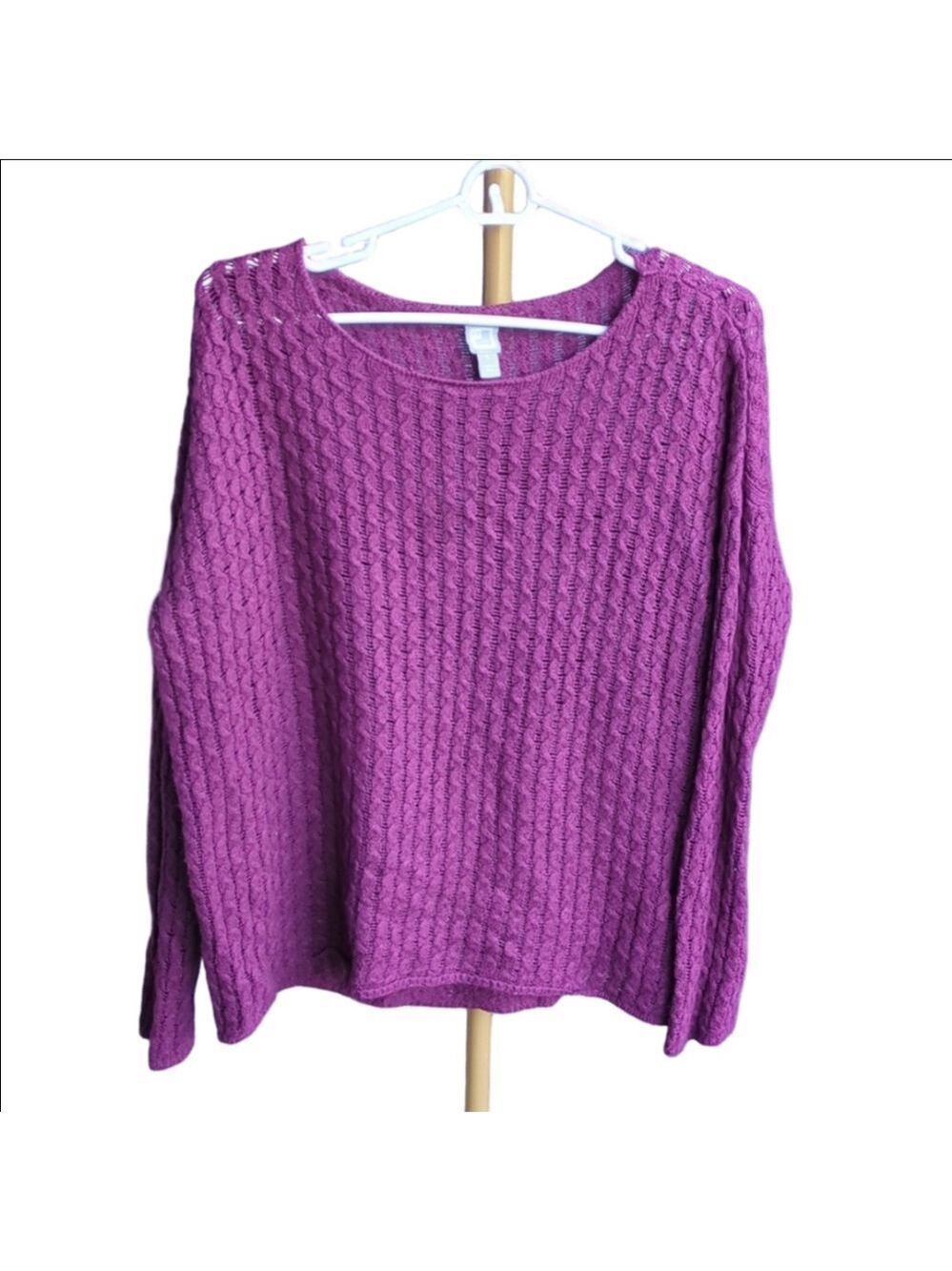 Cable Knitted Tunic Boatneck‎ Sweater  Oversized Pullover Size Large